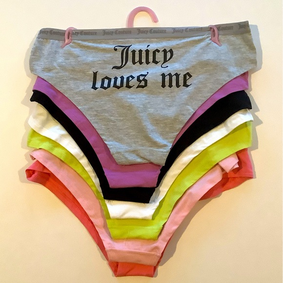 Juicy Couture Intimates 7 Pack Logo Panties Multicolor L New - Picture 7 of 9